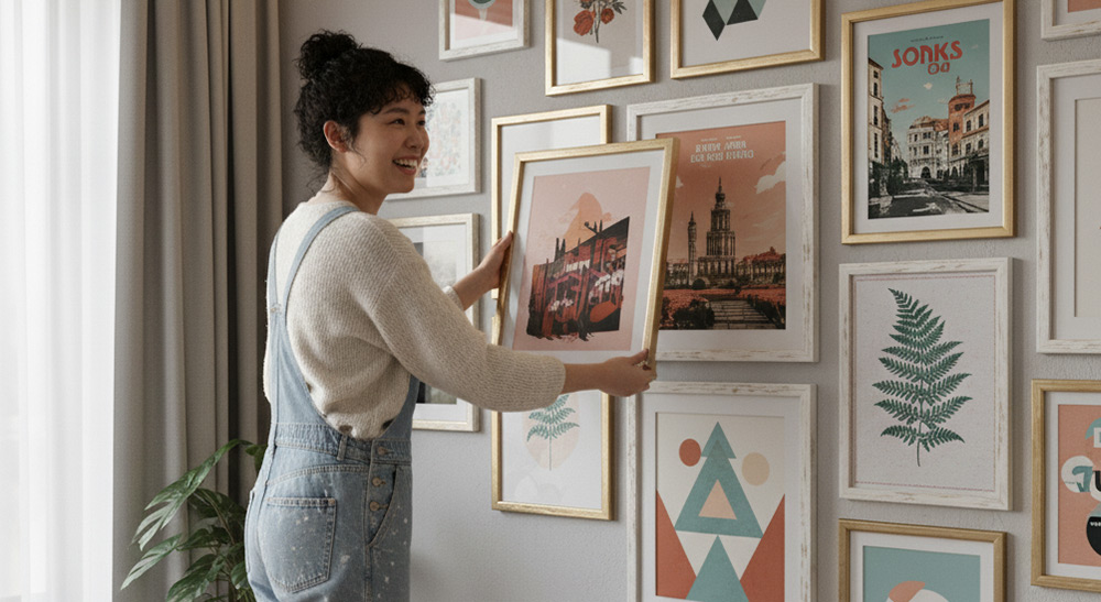 Arrangera posters på väggen